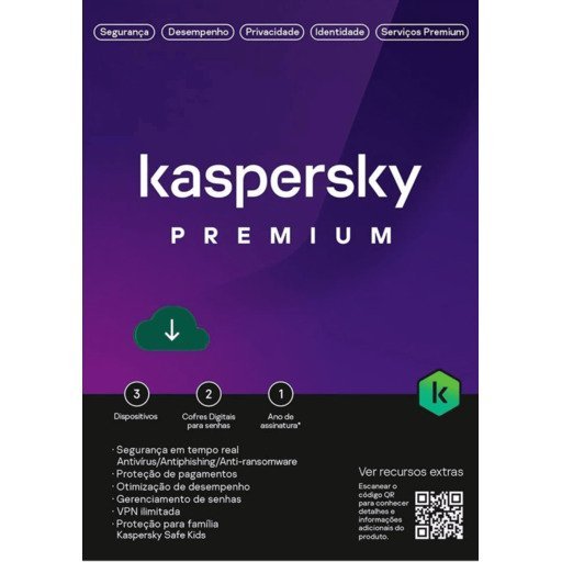 Kaspersky Antivirus Premium + Suporte ao Cliente BR. 10 Dispositivos; 5 Contas KPM; 1 Ano ESD